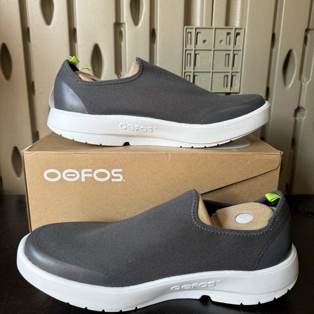 Oofos OOmg Eezee Men's Size 12.5 Slip On Recovery Sneakers Gray Comfort Shoes - Picture 2 of 9